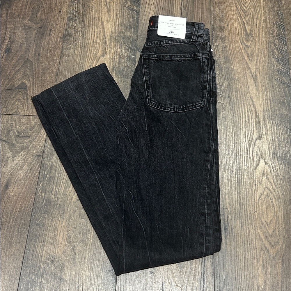 NWT ZARA THE HIGH RISE BOOTCUT IN ANTIQUE BLACK - Picture 2 of 5